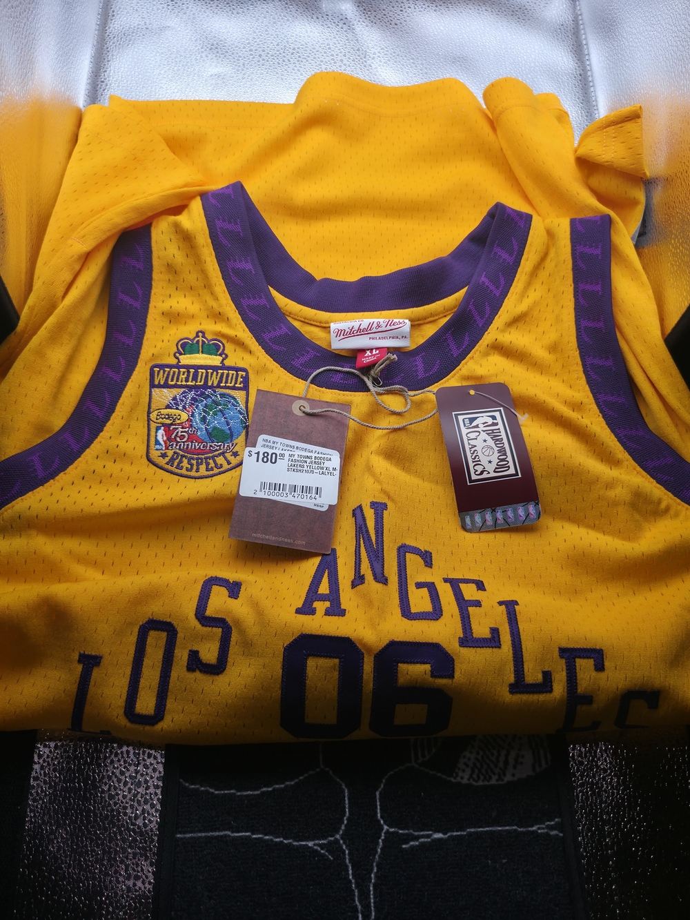 NWOT Bodega x Mitchell & Ness Worldwide Respect Lakers Jersey size XL